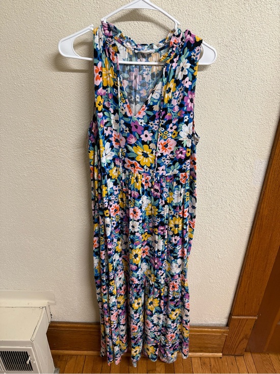 Dresses & Skirts - Floral V-Neck Maxi Dress in Navy with Multicolor Flowers